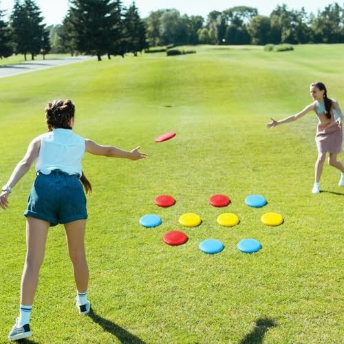 18 Pcs Mini Flying Disc Game Set 4.6" Interactive Adult Outdoor Sport Plastic Flying Disc Yard Outside Fun Toss Game for Beach Lawn Backyard Park Camping Family Outdoor Activities