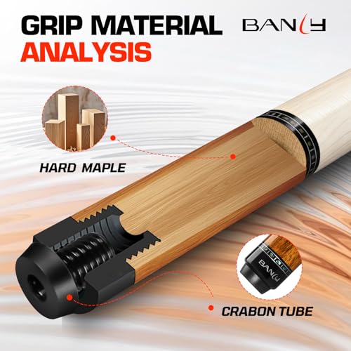 Banly Carbon Fiber Pool Cue Stick 12.5mm Time Crystal Tip, Low Deflection Pool Cue Professional Billiard Cue Sticks with Gift Box - color: 2-Dalbergia Odorifera(White Grip)