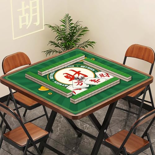 Mahjong Mat, Non-Slip Noise Reducing Game Mat, 31.5 Inch Mahjong Table Mat,Mahjong Mat with Cloth Bag and Carton Storage,Suitable for Mahjong, Dominoes, Solitaire and Other Games. (Rich-Green) - color: Rich-green
