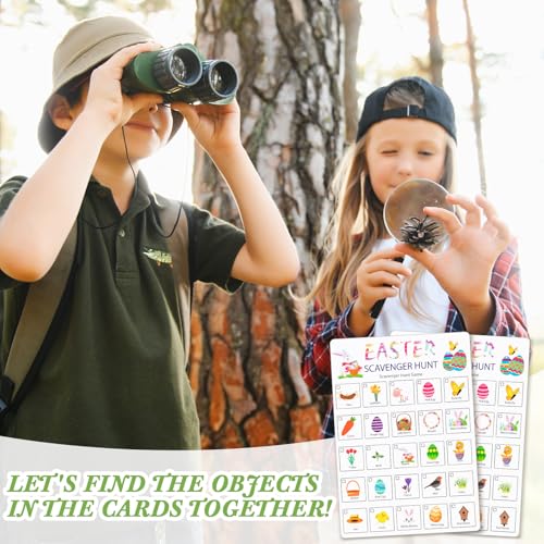 Hoolerry 30 Pcs Scavenger Hunt for Kids Road Trip Game Car Spring Summer Wedding Scavenger Hunt Cards Travel Activities Camping Games Outdoor Indoor Seek Activity for Kids Adults (Easter) - style: Easter