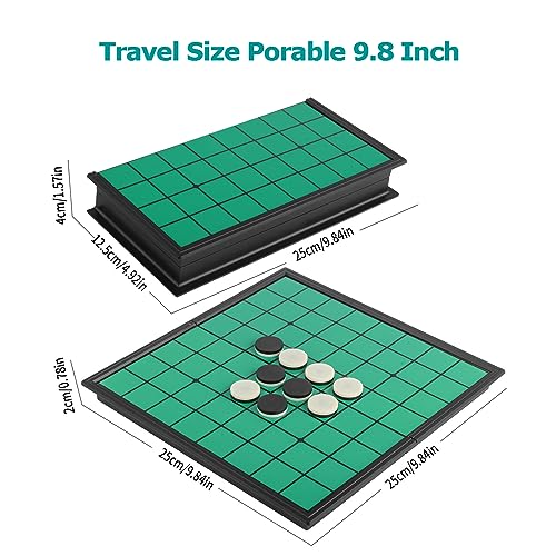 Reversi Game - Vikutu 9.7" Travel Board Game Portable - Extra 2 Storage Box - Folding Board