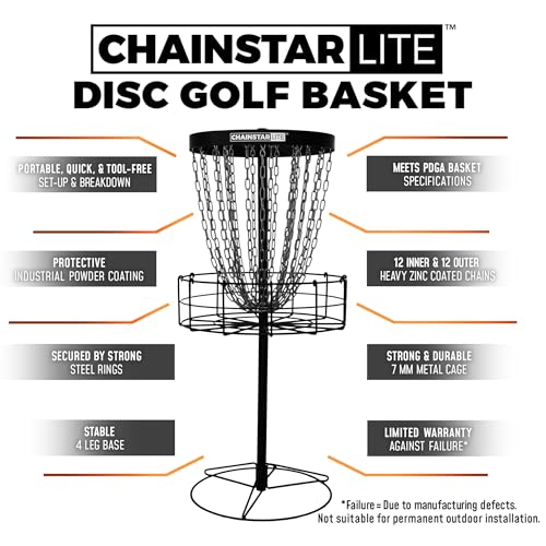 Discraft Chainstar Lite Disc Golf Basket – Portable | Easy Setup | Durable Zinc Coated Chains