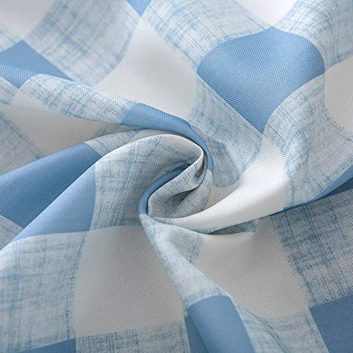 Melaluxe Spring/Summer Wrinkle-Free Waterproof Outdoor Tablecloth with Umbrella Hole and Zipper, Blue Checkered, 60-Inch-by-84 Rectangle - color: Blue Checkered, size: 60" x 84" (Rectangular)