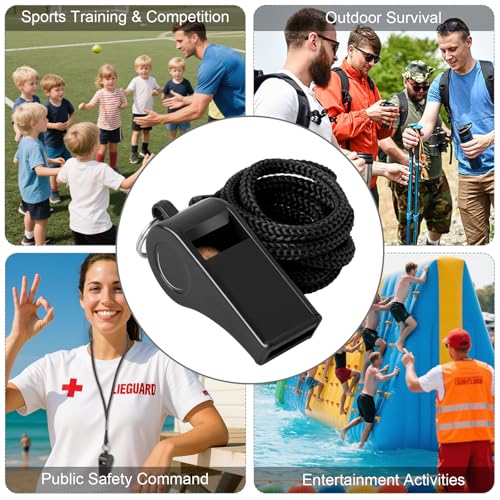 8-Pack Colorful Plastic Whistles with Lanyards - 120dB Loud Sports Whistles for Coaches, Teachers, Emergency Kits & Events