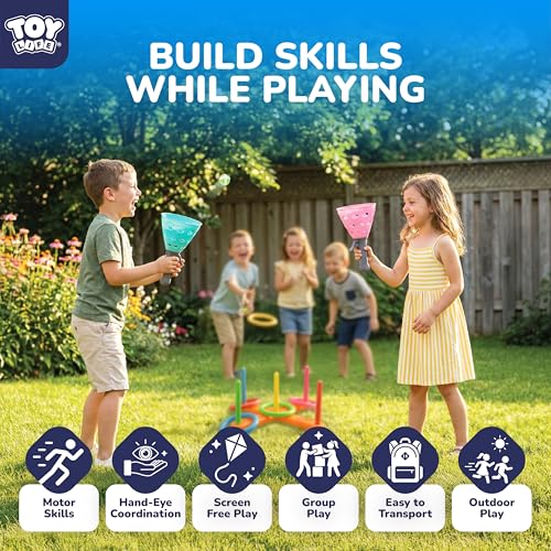 TOY Life Toss and Catch Ball Game 5-in-1 Set for Kids, Sticky Ball Catch Set with Mitts and Balls, Ring Toss, Outdoor&Yard Games, Beach Games for Toddlers Ages 2-4 3-6, Throwing Toys
