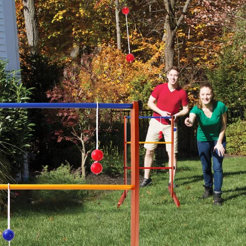 GSE Games & Sports Expert Premium Solid Wood Ladder Ball Toss Game Set with Ladder Ball Bolas & Carrying Case for Outdoor Backyard Lawn - style: Wood Ladder Toss Game Set