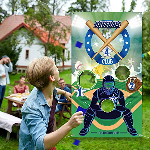 Baseball Toss Games with 3 Bean Bags, Indoor Outdoor Bean Bag Toss Game for Children and Adults Sport Theme Party Decorations Supplies