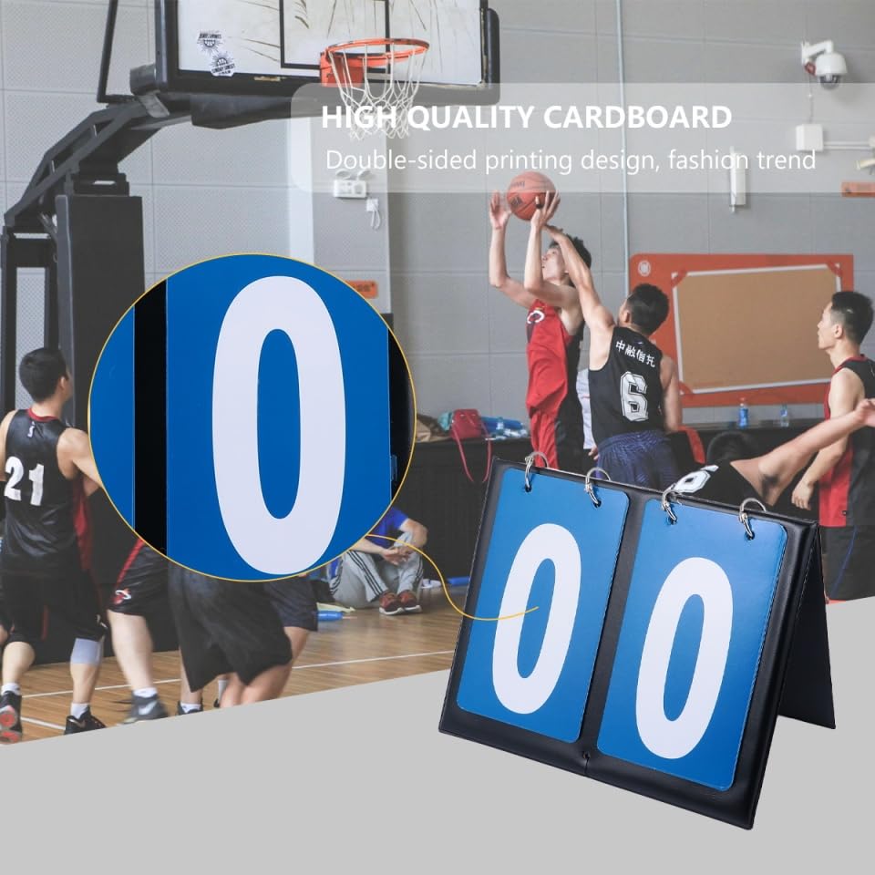 BESPORTBLE Portable Basketball Scoreboard Flipper, Double-Sided Score Keeper for Sports Competitions, Blue PVC, 7.95 X 6.69 X 0.59 Inches