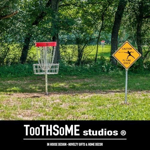 Caution Flying Discs 12" x 12" Tin Road Sign Disc Golf (Pack of 2) - size: 12x12 inches (Pack of 2)