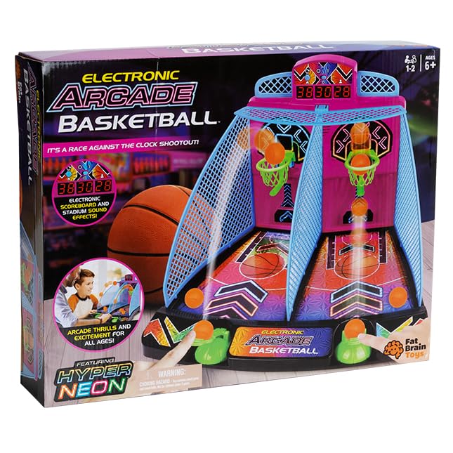 Fat Brain Toys Electronic Arcade Basketball Hyper Neon Games for Ages 6 to 8