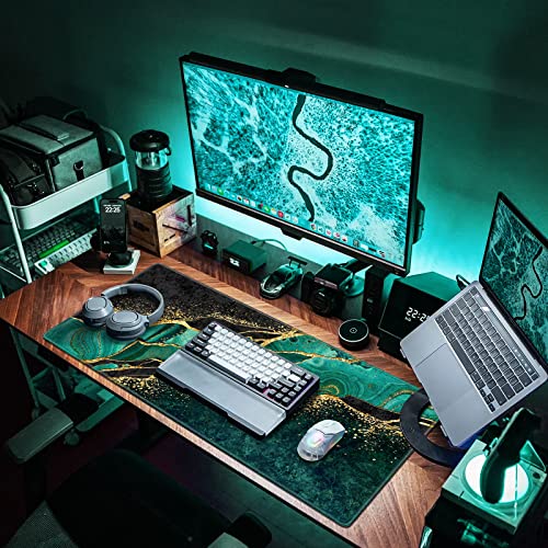 Canjoy Gaming Mouse Pad, Large Extended Mouse Pad Big Computer Mousepad for Home Office Gaming Work 31.5x15.7inch - color: Dark Green Gold Marble