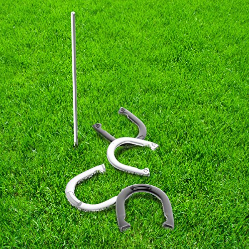 Professional Grade Horseshoe Set - Heavy-Duty Set with Carrying Bag, 4 Horse Shoes, and 2 Poles - Outdoor Games for Adults and the Whole Family by Trademark Games