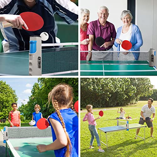 GSE Games & Sports Expert Adjustable Retractable Ping Pong Net Set & Post. Professional Table Tennis Rackets and Balls, Net with Posts and Storage Bag - Pingpong Paddle and Game Table Accessories. | Adjustable - color: Table Tennis Set-Grey