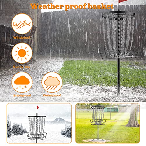 NQV PRO Disc Golf Basket,Heavy Duty 24 Chain Portable Target with Transit Bag, Outdoor/Indoor - size: 50in-Black