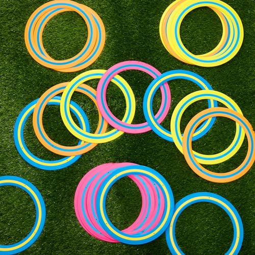 Jenaai 20 Pcs Flying Disc 10 Inch Flying Ring Disc Toy for Adults and Kids Family Outdoor Beach Pool Lawn Backyard Garden Sport Playing Toss Gift Interaction Game(Orange, Rose Pink, Yellow, Blue)
