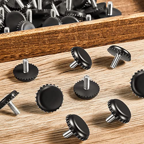Dunzy 120 Pieces 1/4-20 Adjustable Furniture Levelers Galvanized Steel Screw in Threaded Leveling Feet Screw On Furniture Glide Leveling for Table Chair Cabinet Legs