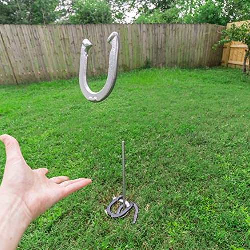 Trademark Innovations Premium Reinforced Carbon Steel Horseshoe Set with Carry Bag (Black and Gray)