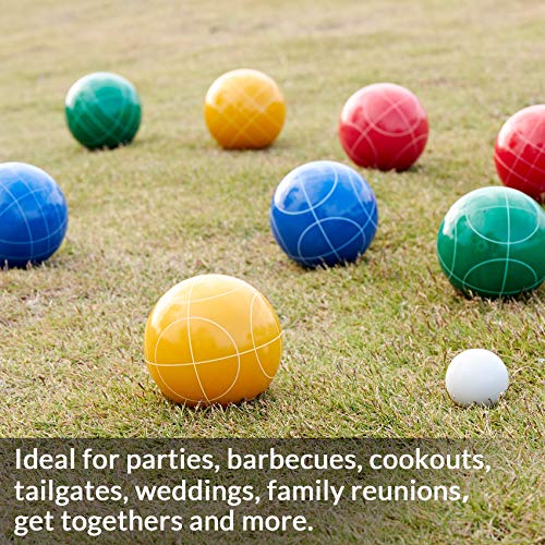 ApudArmis Bocce Balls Set, Outdoor Family Bocce Game for Backyard/Lawn/Beach - Set of 8 Poly-Resin Balls & 1 Pallino & Nylon Carrying Case & Measuring Rope (90mm) - size: 90mm Universal Size