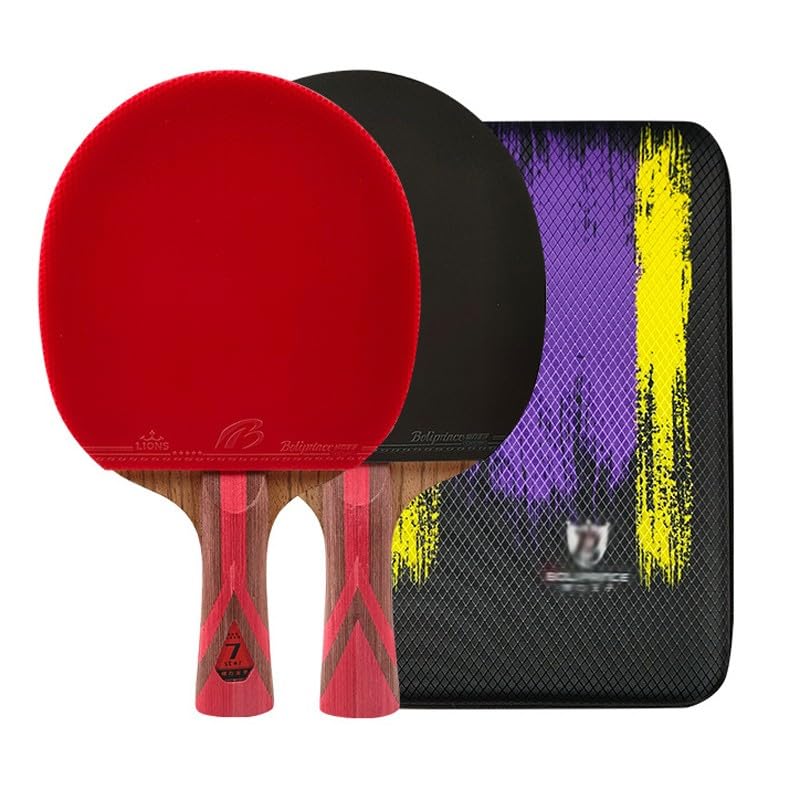 Ping Pong Paddles Set of 2, High Performance Professional Table Tennis Paddles, Carbon Fiber Table Tennis Racket Set, 7-Layer Bottom Plate, Competition Rubber - color: A