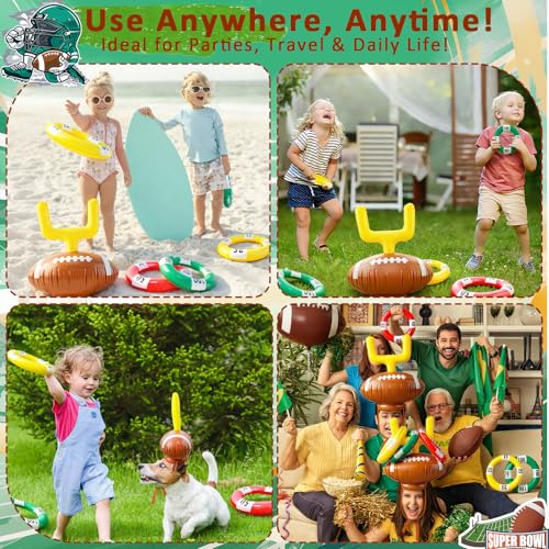 Football Goal Post Ring Toss Game Inflatable Football Post Ring Toss for Sports Birthday Party Game Day Tailgate Party Supplies