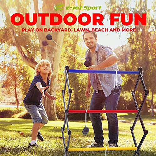 E-Jet Ladder Toss Games, Ladder Ball Set - Instant Setup, Folding System | Outdoor Games for Backyard Lawn Yard Beach Park Tailgate, Black, L24 x W20 x H40 inch (EOL207402026), Set of 2