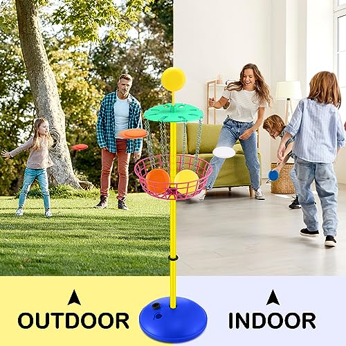 Meooeck 42 Inches Mini Disc Golf Baskets with 10 Flying Discs Golf Starter Set for Indoor Outdoor Yard and Beach Games - style: Cute Color