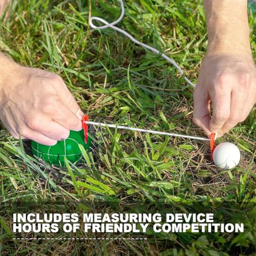 Bocce Ball Set Regulation Size and Weight for Professional Tournament, Backyard, Beach, Lawn Game with 8 Resin Bocci Balls, Pallino, Measuring Rope, Carrying Bag - style: 107mm Red and Green