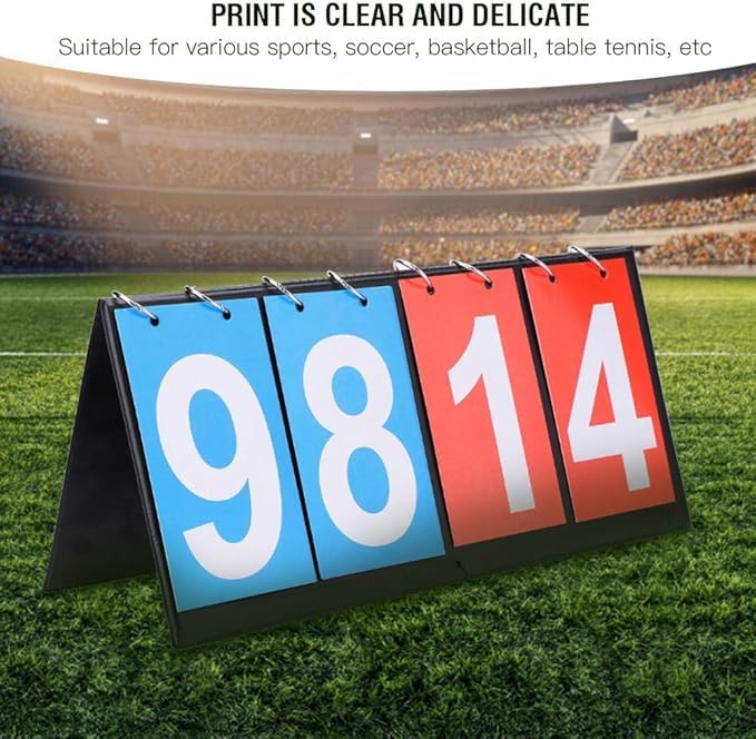 Portable Table Top Scoreboard Flipper, Multi Sports Score Flip Scoreboard, Red and Blue