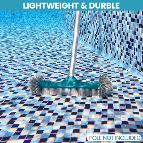 18” Pool Brush Head - Plastic Pool Brushes with Round Ends for Cleaning Swimming Pool Walls, Steps & Corners, Safe for Vinyl Liner(No Pole) - size: 18" Pool Brush