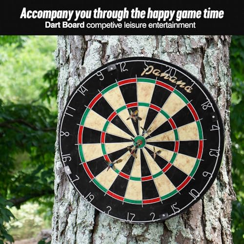 Panana Steel Tip Dartboard Set with 6 Professional Steel Tip Darts, Bristle Dart Round Board Indoor Family Game