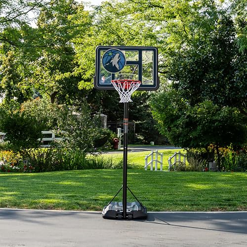 Lifetime NBA Minnesota Timberwolves Portable Basketball Hoop, Adjustable Height 7.5-10 Ft, 44 Inch Shatterproof Fusion Backboard, Base with Wheels - color: Minnesota Timberwolves