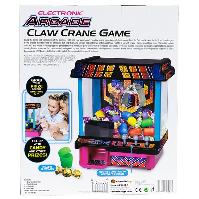Fat Brain Toys Electronic Arcade Claw Crane Game Hyper Neon Games for Ages 6 to 12