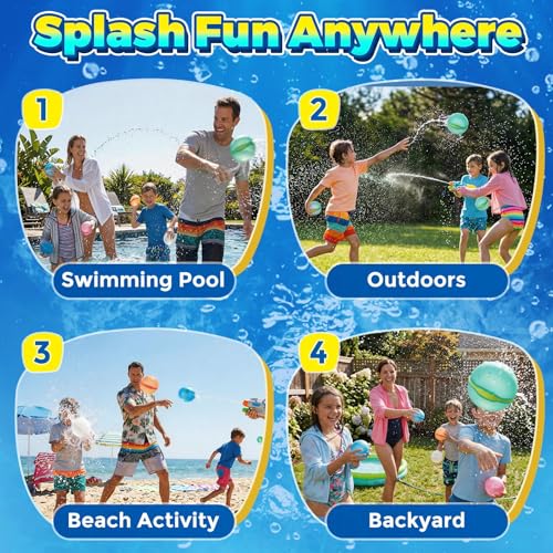 Reusable Water Balloons,12 Pcs Magnetic Splash Refillable Balls,Summer Water Toys for Kids Pool Beach & Outdoor (12pcs) - color: 12pcs