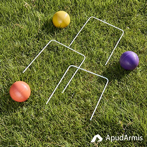 ApudArmis Universal Croquet Wickets Standard Size, Set of 9 White Square Arrow Wickets Rplacement for 28In or 32In Croquet Lawn Backyard Outdoor Game (8In Height & 6.3In Width) - size: Universal Size for 28‘’ & 32‘’ Croquet