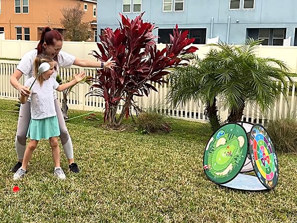 AOSITE Toddler Golf Set, 5 in 1 Kids Golf Set with 3 Golf Clubs, Putting Mat, 4-Sided Chipping Net, Golf Sport for Kid, Indoor Outdoor Kids Sticky Backyard Golf Games Toys Activitie Birthday Gift 3+