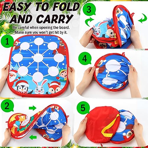 Liliful Christmas 3 in 1 Bean Bag Toss Game Set Christmas Party Games for Families Collapsible Cornhole and Dart Board Yard Outdoor Indoor Games for Boys and Girls Toys Xmas Activities Party Favors