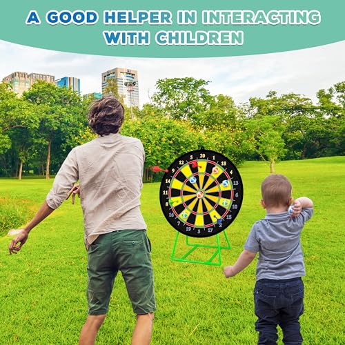 Large Dart Board for Kids, Kids Double-Sided Dart Board with Sticky Balls and Darts, Indoor/Outdoor Sport Fun Party Play Game Toys, Gifts for 3 4 5 6 7 8 9 10 11 12 Year Old Boys Girls - style: M026