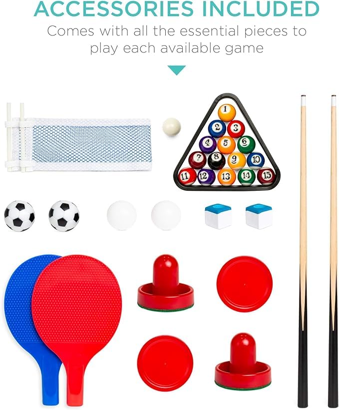 Home Family Party Competition Game Kids Adult Air Powered Hockey Billiards Table Tennis Football Game 4 in 1 Multi Game Swivel Table