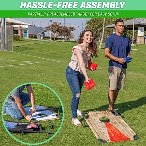 GoSports Portable Cornhole Set with Carry Case - Outdoor Lawn Bean Bag Toss Game for Adults and Family - Beach, Camping, Yard Games & More - style: Rustic