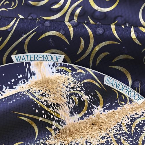 BYDOLL Beach Blanket Waterproof Sandproof Large Sand Free,78''X81''/10'X9' Oversized Sandless Lightweight Blanket Picnic Mat for Beach Travel Camping Hiking with Stakes - color: Navy Mandala, size: 78"X81"