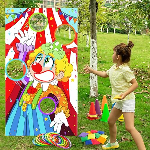 JOYIN 31PCS 3 in 1 Games, Easter Ring Toss Yard Set, Bean Bags, Cones - Outdoor Toys for Toddlers & Kids, Children's Indoor Play, Family Fun, Kids Party Cornhole Set, Lawn Games