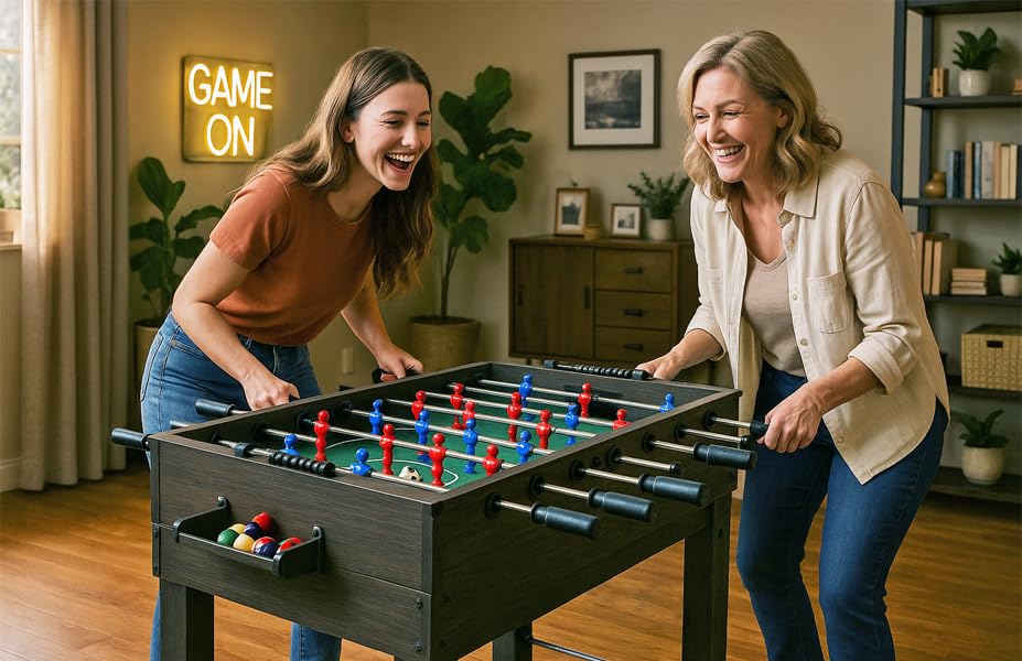 KICK Tetrad 55" 4-in-1 Multi Game Table – Foosball, Billiards/Pool, Air Hockey & Ping Pong - color: Brown