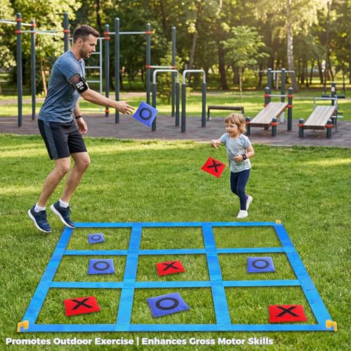 CWLAKON Outdoor Giant Tic Tac Toe Bean Bag Toss Games for Kids Adults Family, Large Outside Lawn Yard Backyard Carnival Field Day Game, Birthday Party Family Reunion Games Playground Fitness Equipment - style: Classic