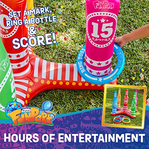Flybar FunPark Ring Toss Game for Kids and Family, 3 Feet Tall, Includes 5 Colorful Rings, Inflatable Giant Outdoor Games for Adults and Family
