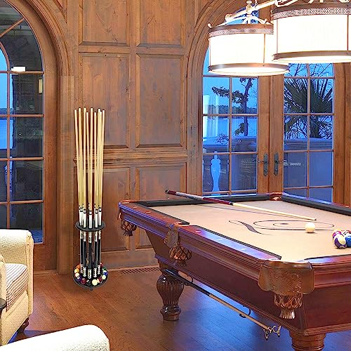 Pool Stick Holder Billiard Cue Rack Holds 10 Sticks Floor Stand Black