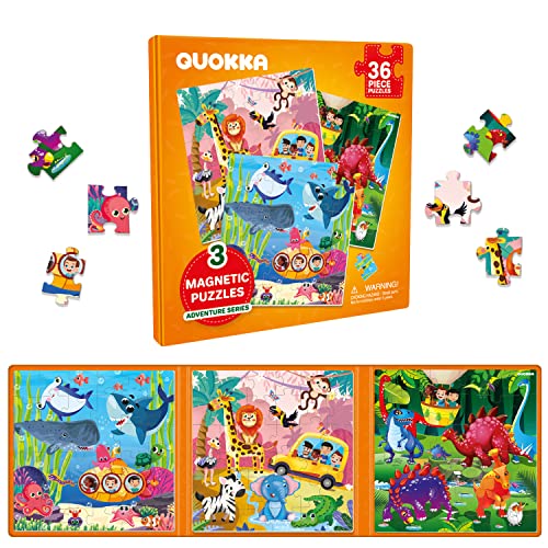 QUOKKA Magnetic Puzzles for Kids Ages 4-6 – 36 Pieces Sudoku Toddler Puzzles Ages 2-4 – Travel Games for Kids 3-5 – Animal Jungle Sea Toddler Travel Toys – Car Airplane Road Trip Games for Boys&Girls - style: 2. JUNGLE 36 PCS