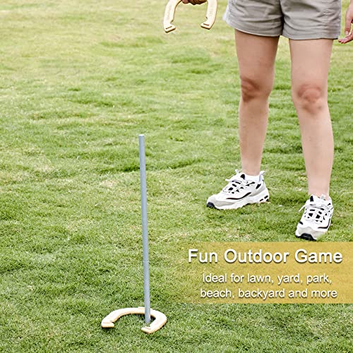 SpexDarxs Horseshoes Set, Lawn Horseshoe Outside Game Kit for Teens Adults Families - Includes 4 Horse Shoes, 2 Stakes and Carrying Case