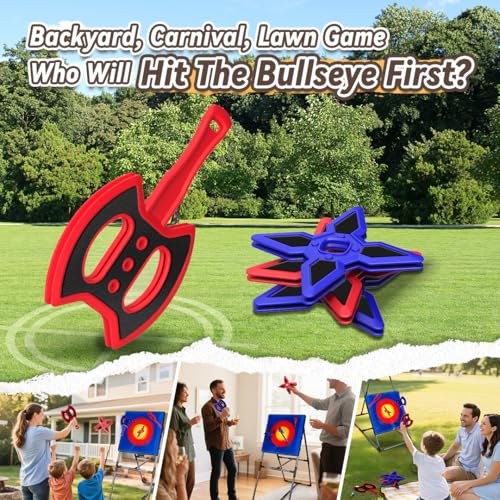 Axe Throwing Game for Backyard, Axe Throwing Game Target with 12 Throwing Axes, Lightweight & Portable Outdoor Games Indoor Carnival Yard Lawn for Age 6-12, Backyard Games for Family Party - style: 12Throwing Axes & 12Dart