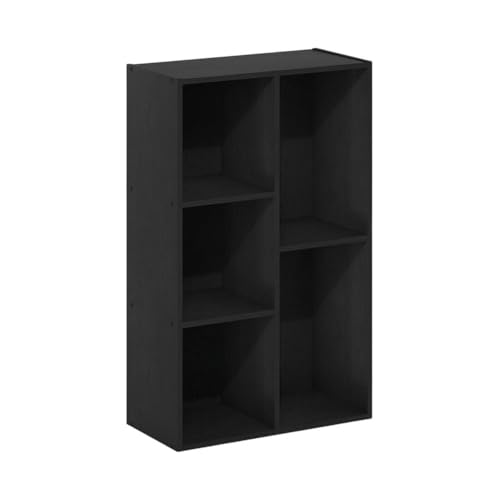 Furnifact Black 5-Cube Reversible Open Shelf Storage Cabinet with Versatile Design, Durable Material, Modern Style for Home or Office Organization - color: Blackwood