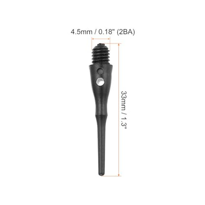 PATIKIL Plastic Dart Tips 2BA Thread, Soft Dart Tip Replacement Dart Accessories - color: Black